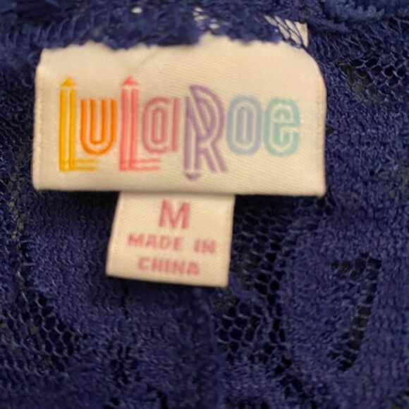 Lularoe Sleeveless Lace Joy Vest Navy Duster Cardigan  Side Slits Boho Sz M - Picture 6 of 8